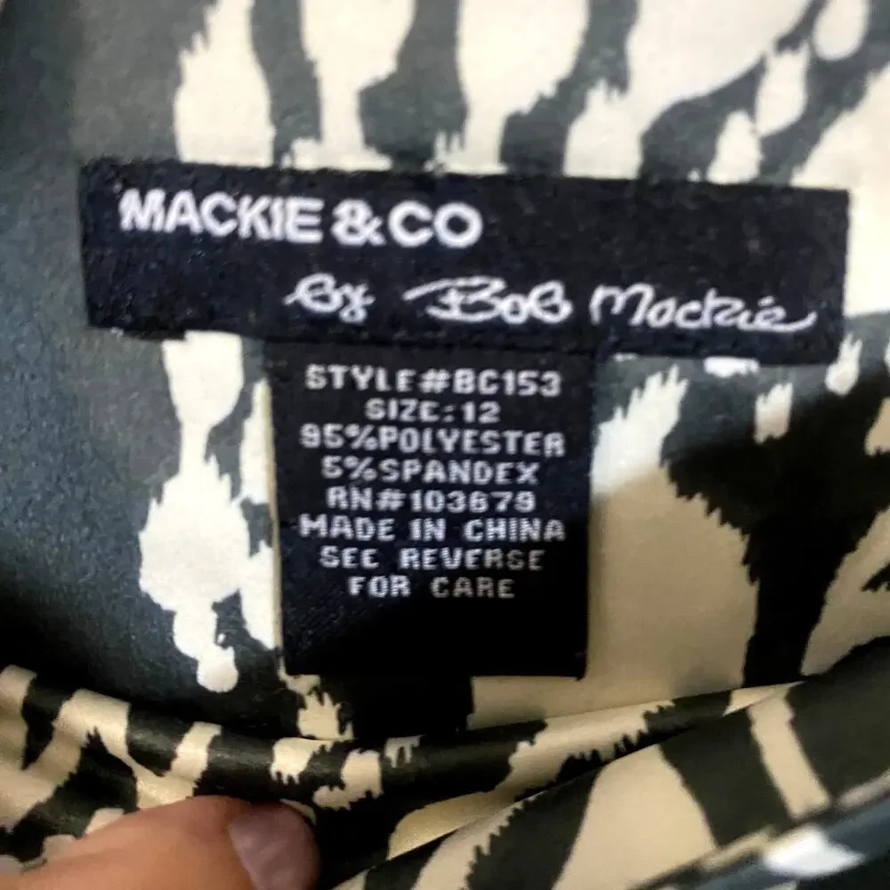 Mackie & Co by Bob Mackie Art To Wear Lined Cream Satin A-Line Skirt Abstract 12